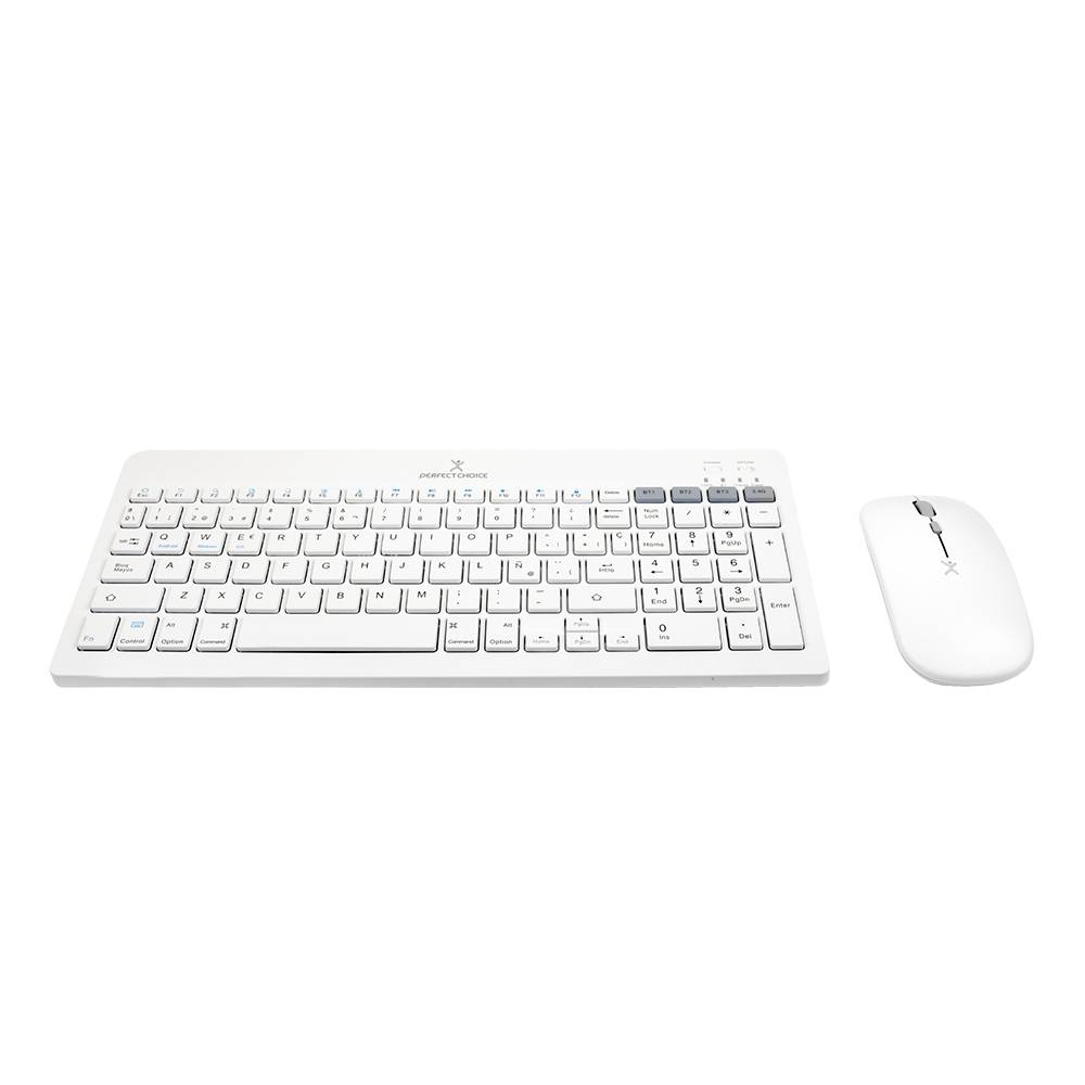 Kit Teclado + Mouse Recargable Inalámbrico+ BT Zebrary Color Blanco | PERFECT CHOICE - Kit Teclado + Mouse Recargable Inalámbrico+ BT Zebrary Color Blanco | PERFECT CHOICE -